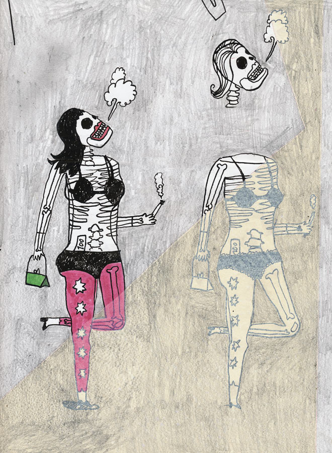 Rauchen ist ungesund, Illustration von Michael Zander repräsentiert von Jutta Fricke Agentur für Illustration, Technik: Tusche, Gouache, Filzstift, Buntstift, Bleistift, Kugelschreiber